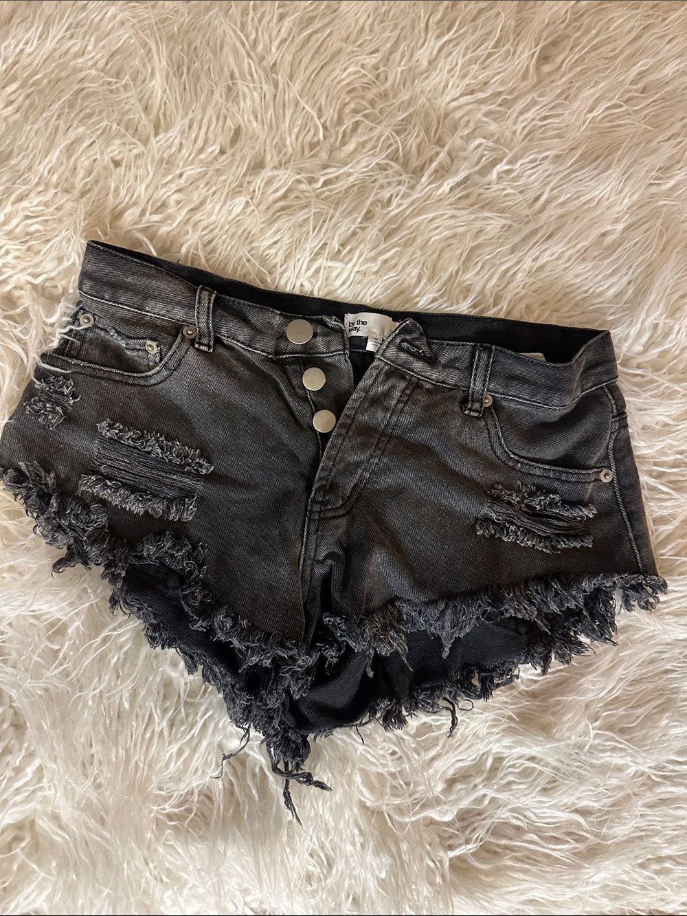 by the way. Black Distressed Denim Cutoff Shorts